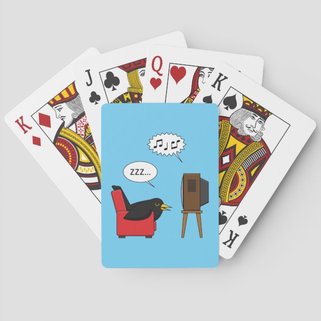 Baraja De Cartas Blackbird durmiendo frente al cómic de la TV (Reverso)