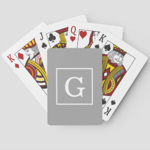 Baraja De Cartas Blanco gris oscuro enmarcado monograma inicial