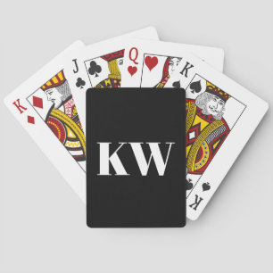 Baraja De Cartas Blanco Negro Grande Monograma Inicial Personalizad