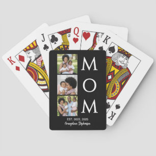 Baraja De Cartas Blanco Negro Personalizado 3 Foto Mamá Establecida