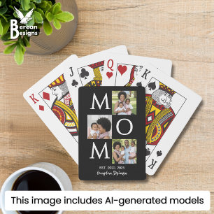 Baraja De Cartas Blanco Negro Personalizado 3 Foto Mamá Establecida