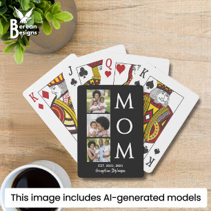Baraja De Cartas Blanco Negro Personalizado 3 Foto Mamá Establecida