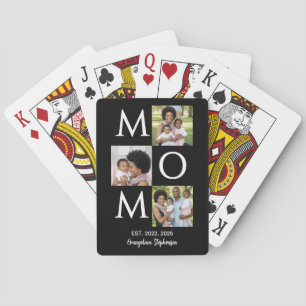 Baraja De Cartas Blanco Negro Personalizado 3 Foto Mamá Establecida