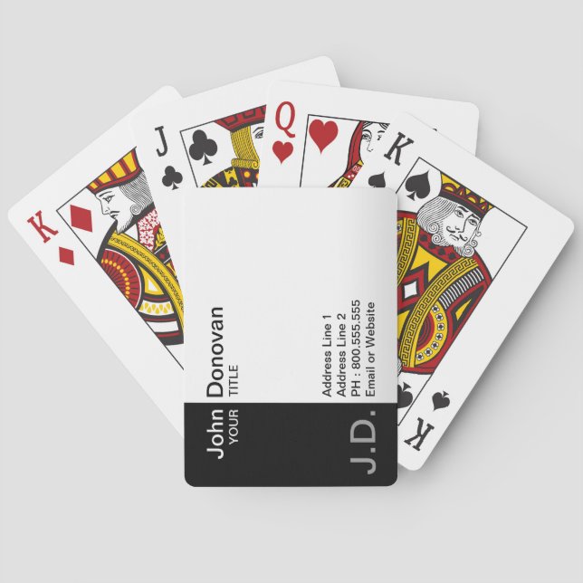 Baraja De Cartas blanco/negro profesional (monogramado) (Reverso)