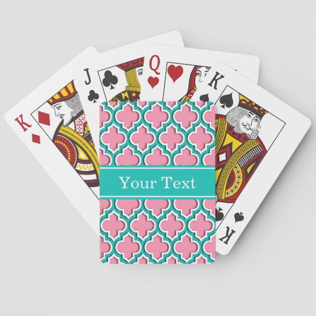 Baraja De Cartas Blanco Turquesa Moruno #5DS Nombre Mon (Reverso)