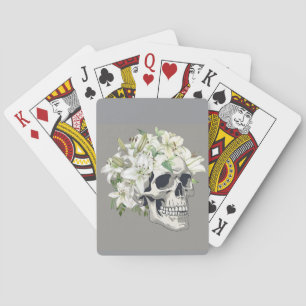 Baraja De Cartas Bloom silencioso: Calaveras y lirios blancos