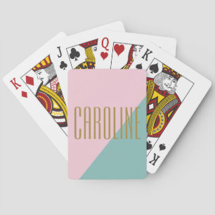Baraja De Cartas Bloque de color geométrico nombre personalizado ro