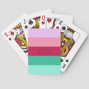 Baraja De Cartas Bloque de color Raya Horizontal Viva Magenta Prima
