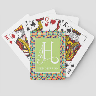 Baraja De Cartas Bloques cuadrados coloridos Monograma H jugando