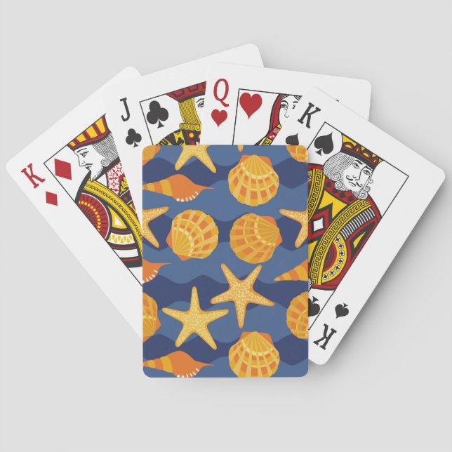 Baraja De Cartas Blue And Orange Seashell Pattern (Reverso)