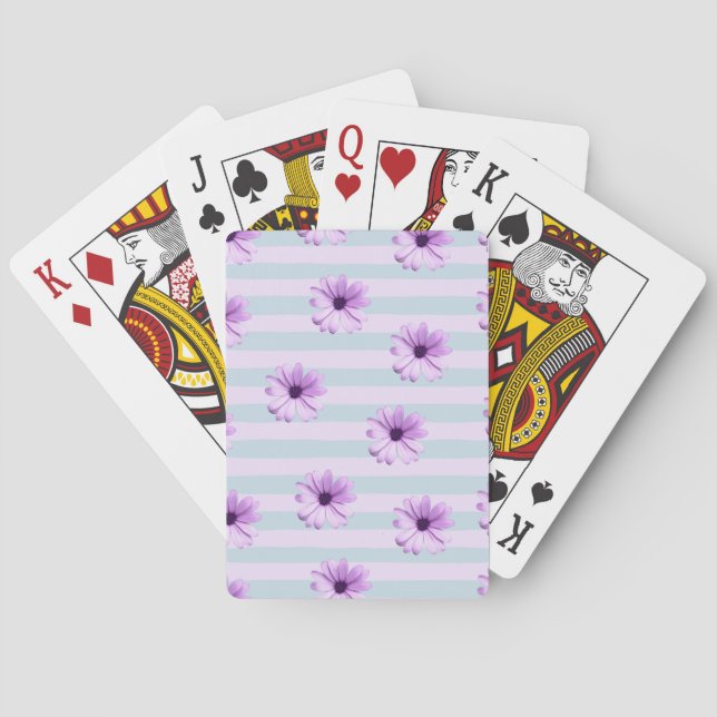 Baraja De Cartas blue and purple striped daisy pattern (Reverso)