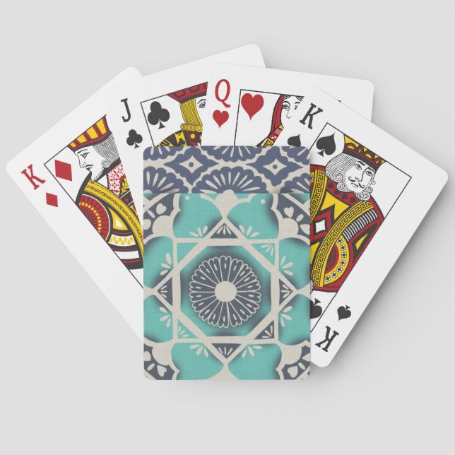 Baraja De Cartas Blue Batik Tile II (Reverso)
