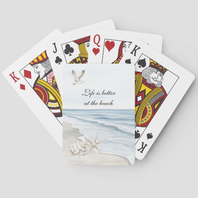 Baraja De Cartas Blue Beach Ocean Starfish Sea Birds  (Reverso)