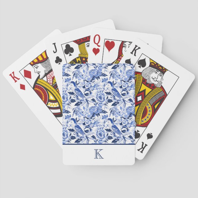 Baraja De Cartas Blue Bird Chinoiserie Monograma  (Reverso)