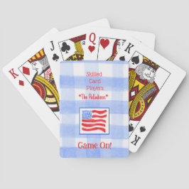 Baraja De Cartas Blue Check Gingham USA Flag Bridge