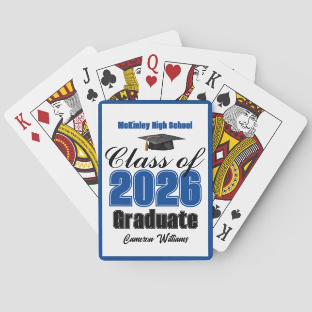 Baraja De Cartas Blue Class of 2026 Custom Graduation Party (Reverso)