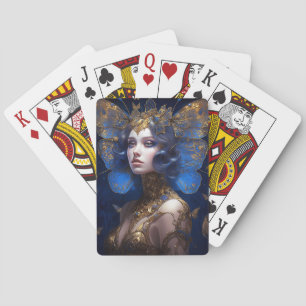 Baraja De Cartas Blue Gold Fairy Fantasy Art