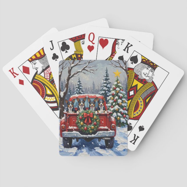 Baraja De Cartas Blue Heeler Christmas Red Truck Holiday (Reverso)