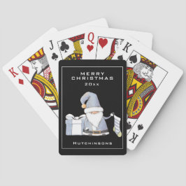 Baraja De Cartas Blue Santa Gnome con Stocking & Gift