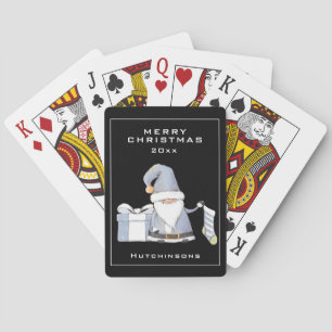 Baraja De Cartas Blue Santa Gnome con Stocking & Gift