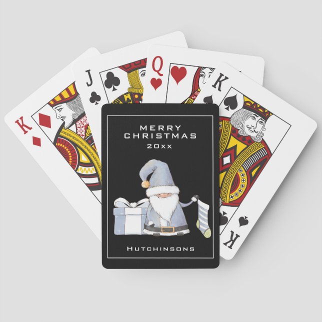 Baraja De Cartas Blue Santa Gnome con Stocking & Gift (Reverso)