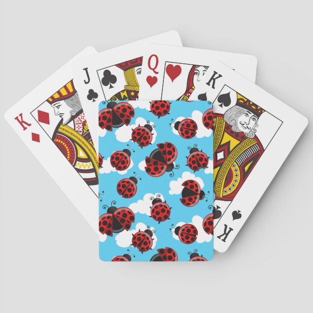 Baraja De Cartas Blue Sky White Clouds Red Ladybug Beetle (Reverso)