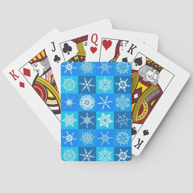 Baraja De Cartas Blue Snowflakes Pattern (Reverso)