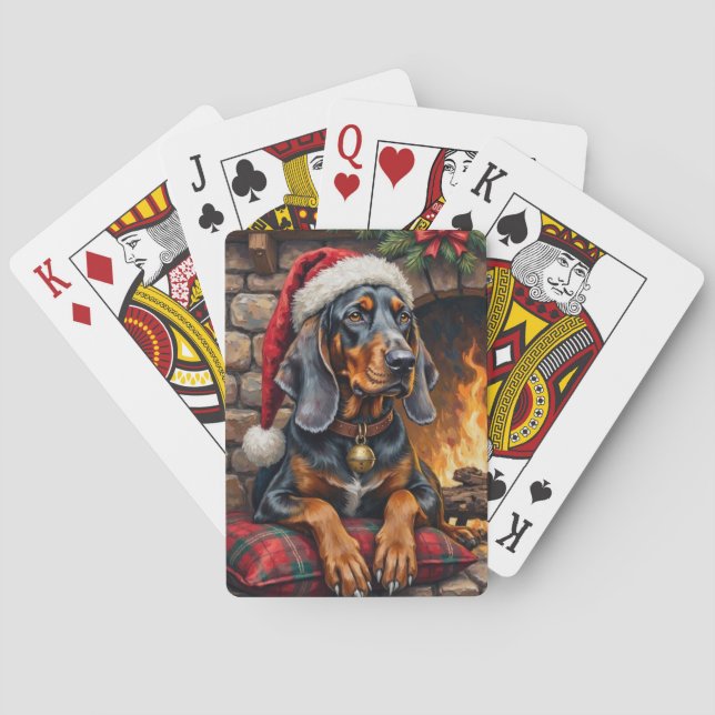 Baraja De Cartas Bluetick Coonhound Dog Cozy Lodge Christmas (Reverso)