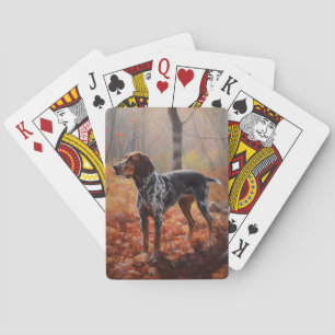 Baraja De Cartas Bluetick Coonhound en hojas de otoño inspira la ca