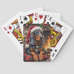 Baraja De Cartas Bluetick Coonhound Perro Lodge Navidad acogedora