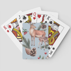 Baraja De Cartas Boceto de invierno, fondo azul.
