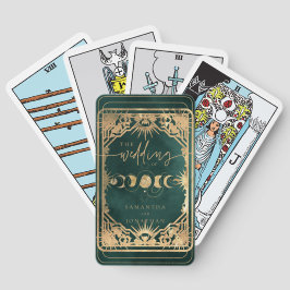Baraja De Cartas Boda Celestial de Emerald Green y Faux Gold Tarot
