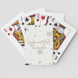 Baraja De Cartas Boda Celestial en Negro y Dorado