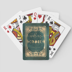Baraja De Cartas Boda Celestial Tarot Verde Esmeralda y Dorado Fals