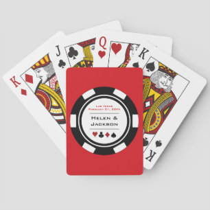 Baraja De Cartas Boda de Chip de Póquer Blanco y Negro de Las Vegas