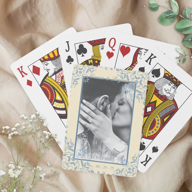 Baraja De Cartas Boda de compromiso de pareja perfecto Favoritos de (butter yellow and blue wedding photo engagement gift welcome basket favors for bride groom guests)