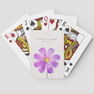 Baraja De Cartas Boda de Cosmos de Margarita de Acuarela Floral Ter