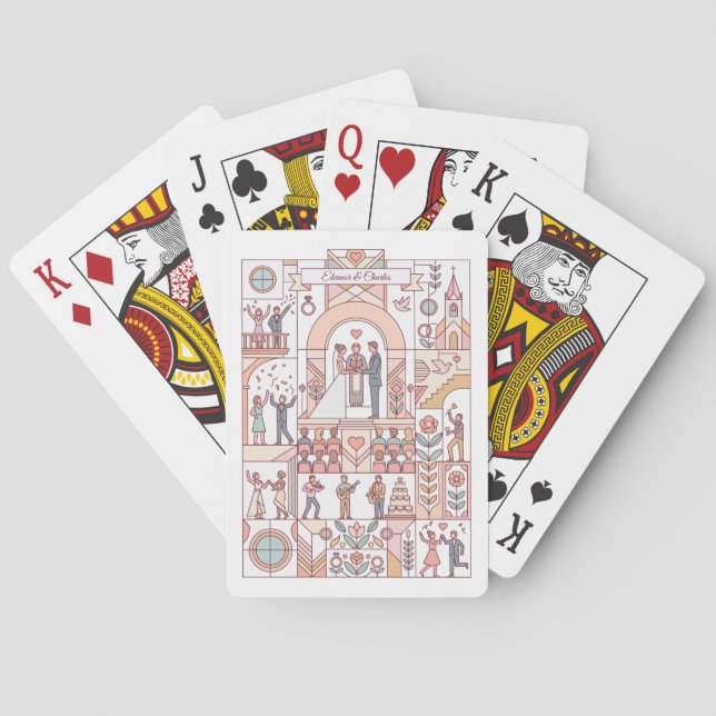 Baraja De Cartas Boda de Cuento de Art Deco (Reverso)