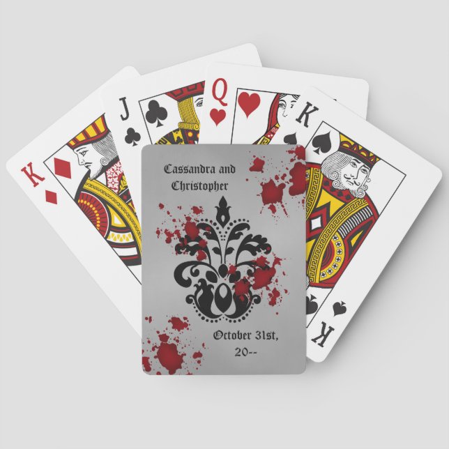 Baraja De Cartas Boda de Damask Halloween (Reverso)