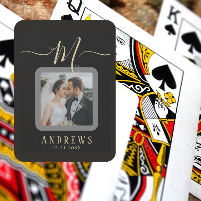 Baraja De Cartas Boda de firma fotográfica gris personalizada (Subido por el creador)
