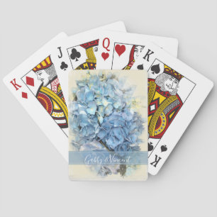 Baraja De Cartas Boda de flores de hidrangea azul