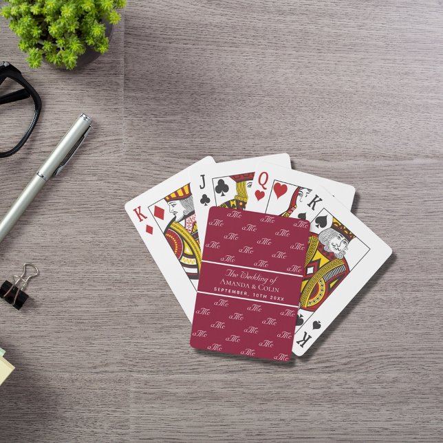 Baraja De Cartas Boda de iniciales de la pareja de monogramas blanc (Subido por el creador)