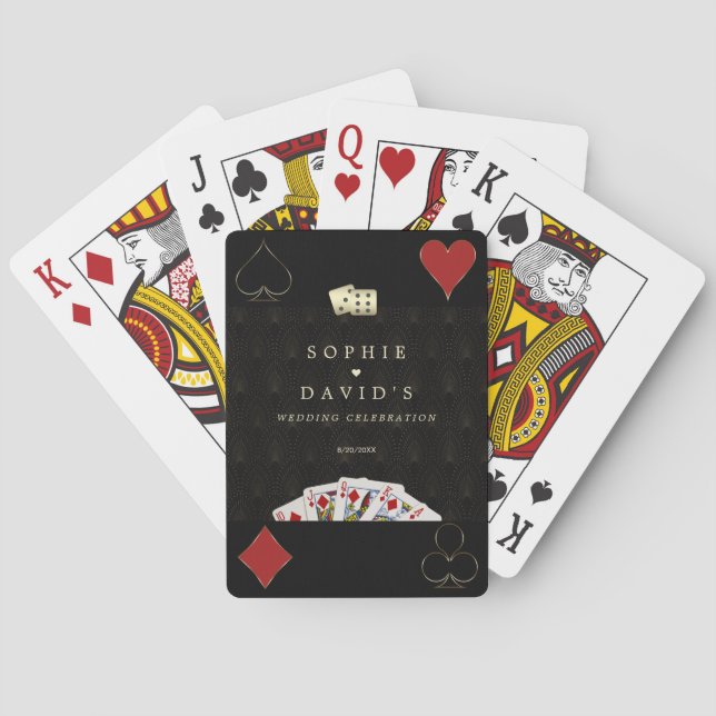 Baraja De Cartas Boda de lujo Art Deco Vegas Casino Royale (Reverso)