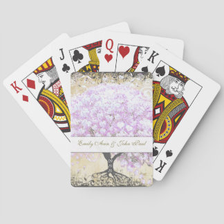Baraja De Cartas Boda de pájaro vintage de árbol de lavanda de hoja