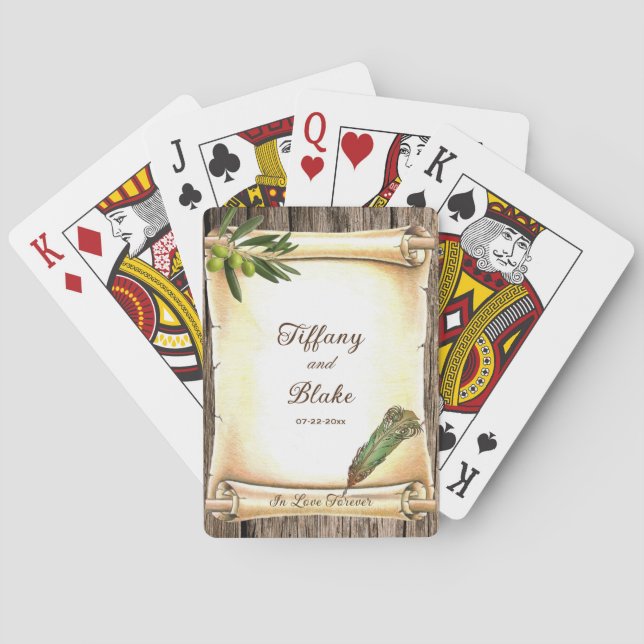 Baraja De Cartas Boda de plumilla de desplazamiento y pluma único (Reverso)