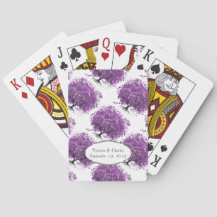 Baraja De Cartas Boda del árbol de hoja de corazón púrpura del bosq
