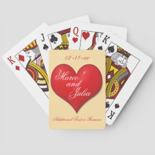 Baraja De Cartas Boda del Corazón Rojo Grande