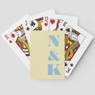 Baraja De Cartas Boda Elegante Monograma Moderno Amarillo Mantequil