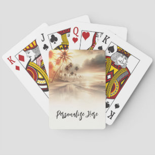 Baraja De Cartas Boda en la Playa con Palmeras y Puesta de Sol Nara