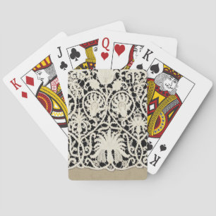 Baraja De Cartas Boda Encaje Antiguo Lino Blanco Clásico Bonito